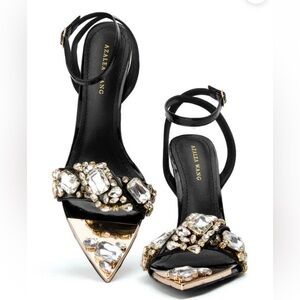 Azalea Wang Rhinestone Stiletto Sandal In Black